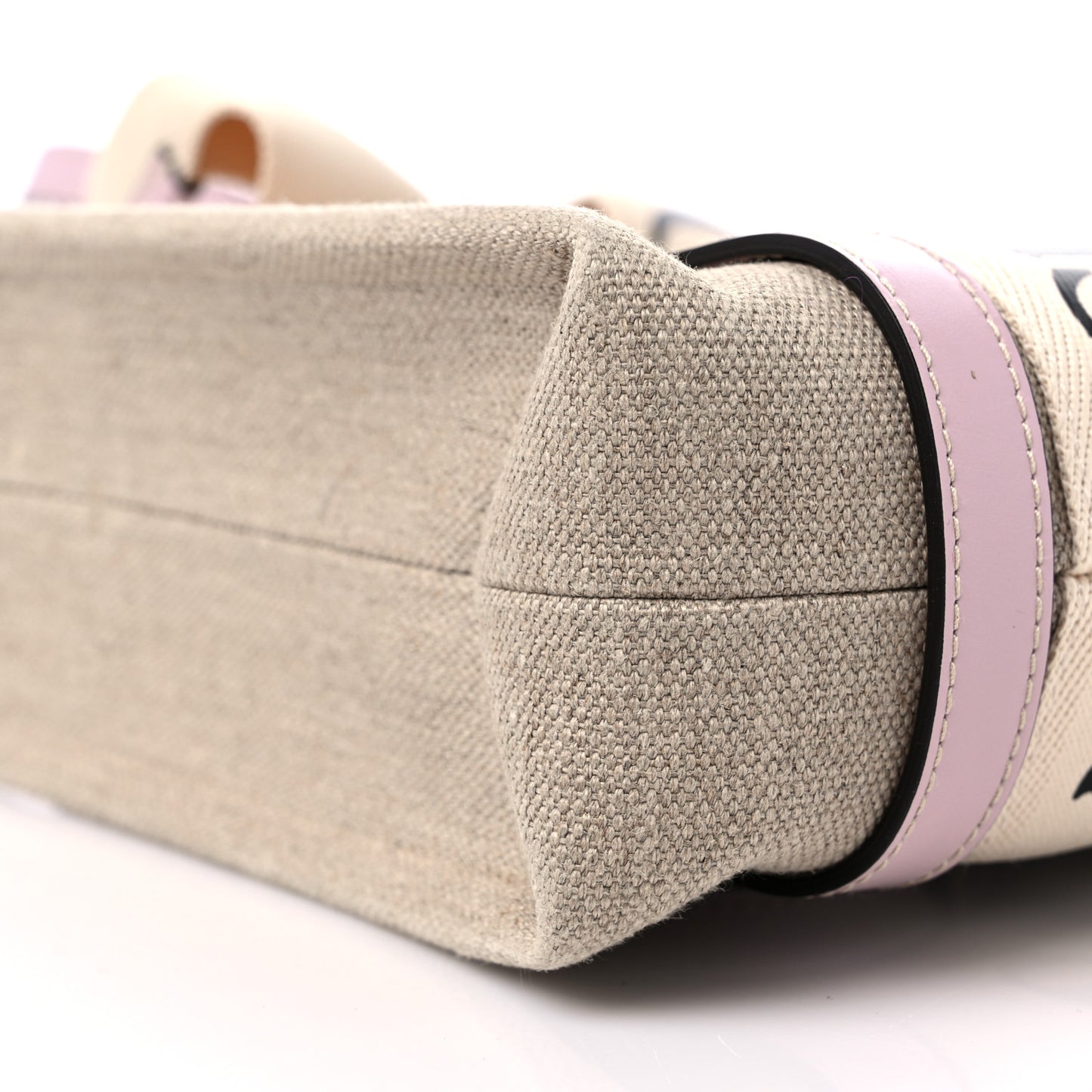Cotton Calfskin Small Woody Ribbon Tote With Strap Misty lavender