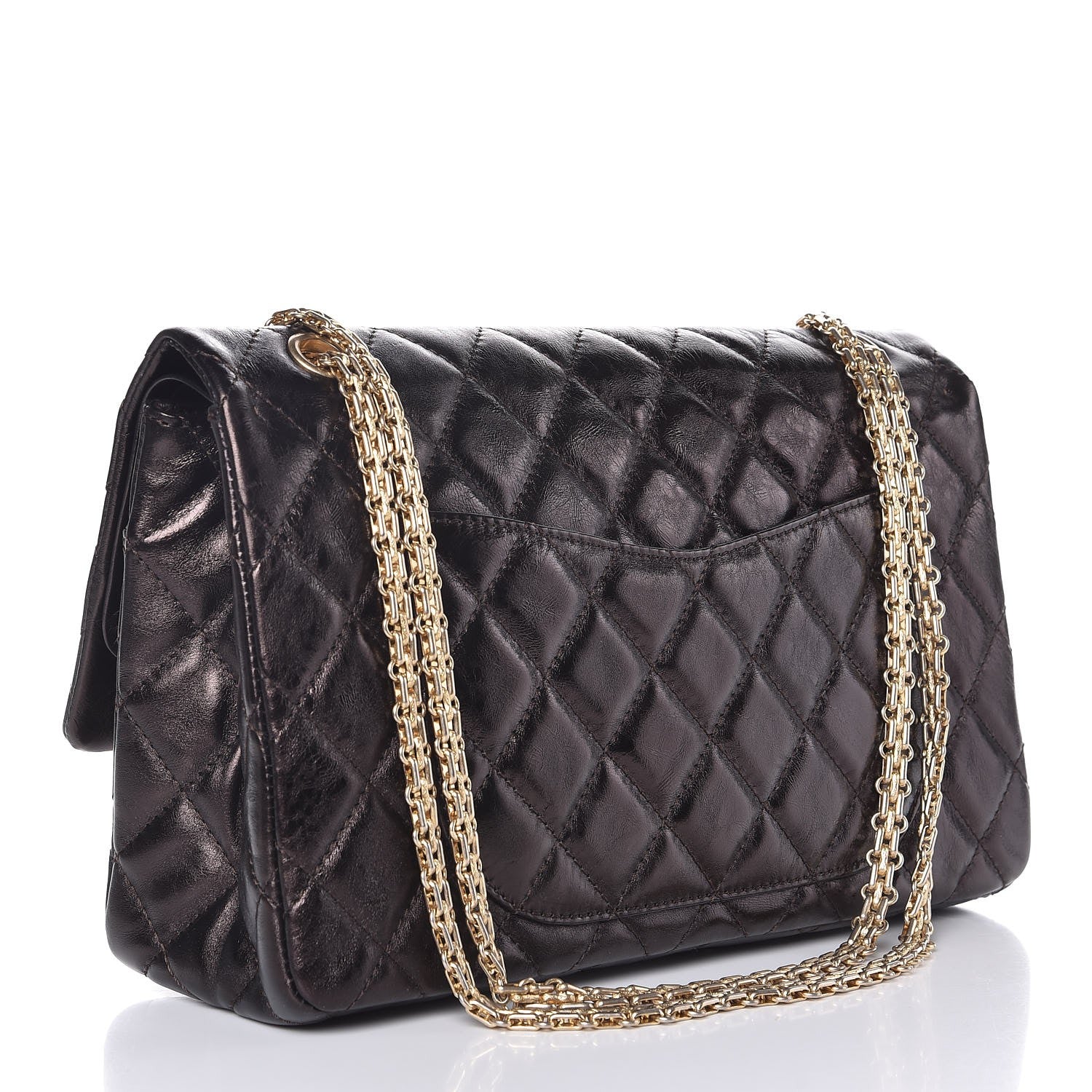 Chanel Glazed Aged Calfskin Quilted 2.55 Reissue 227 Flap Dark Brown 4 of 11