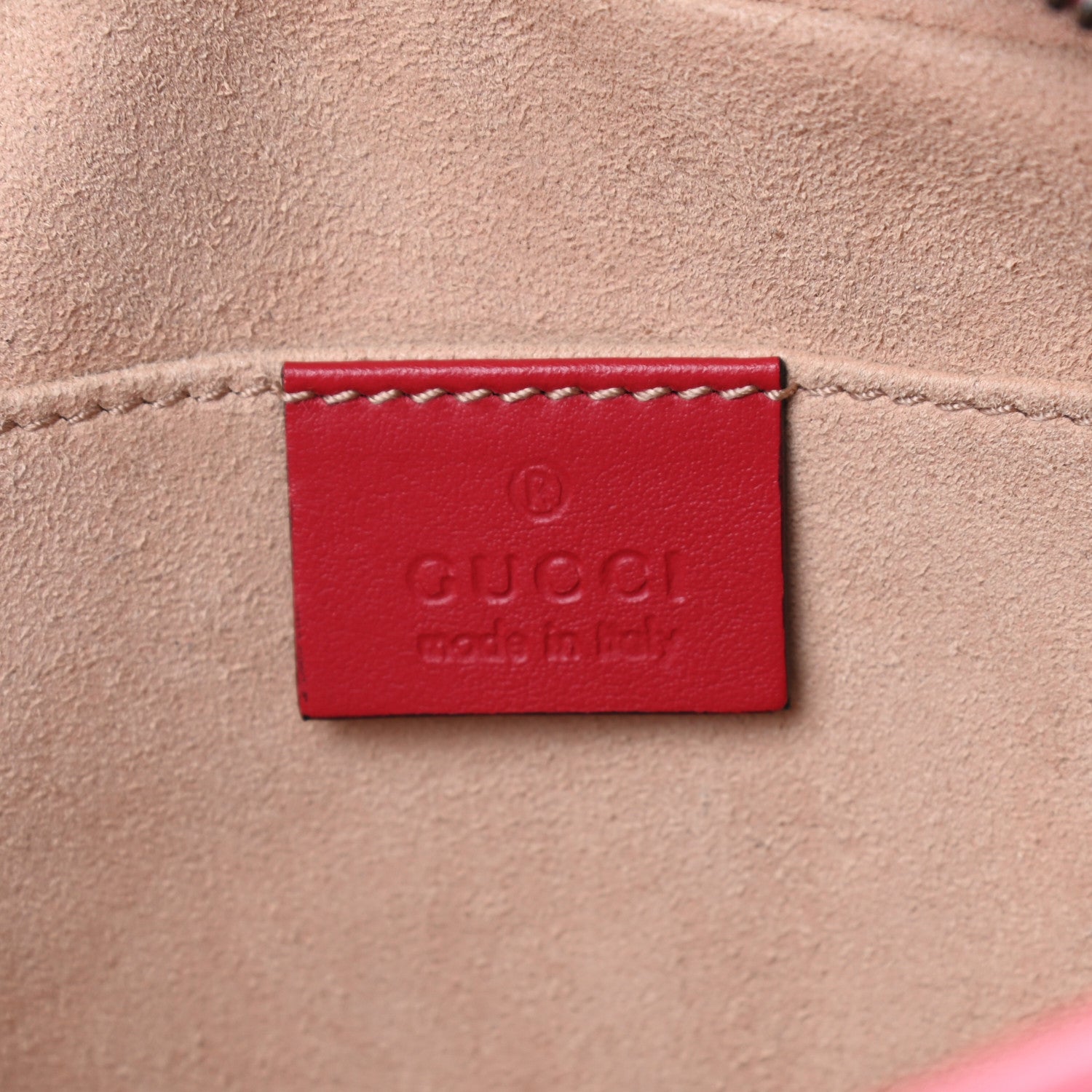 Gucci Calfskin Matelasse Small GG Marmont Chain Shoulder Bag Hibiscus Red 6 of 9