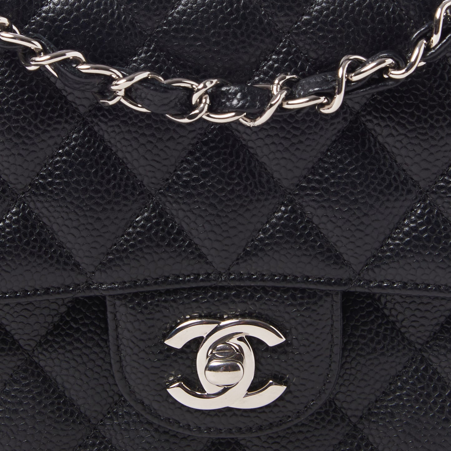 Caviar Quilted Medium Double Flap Black