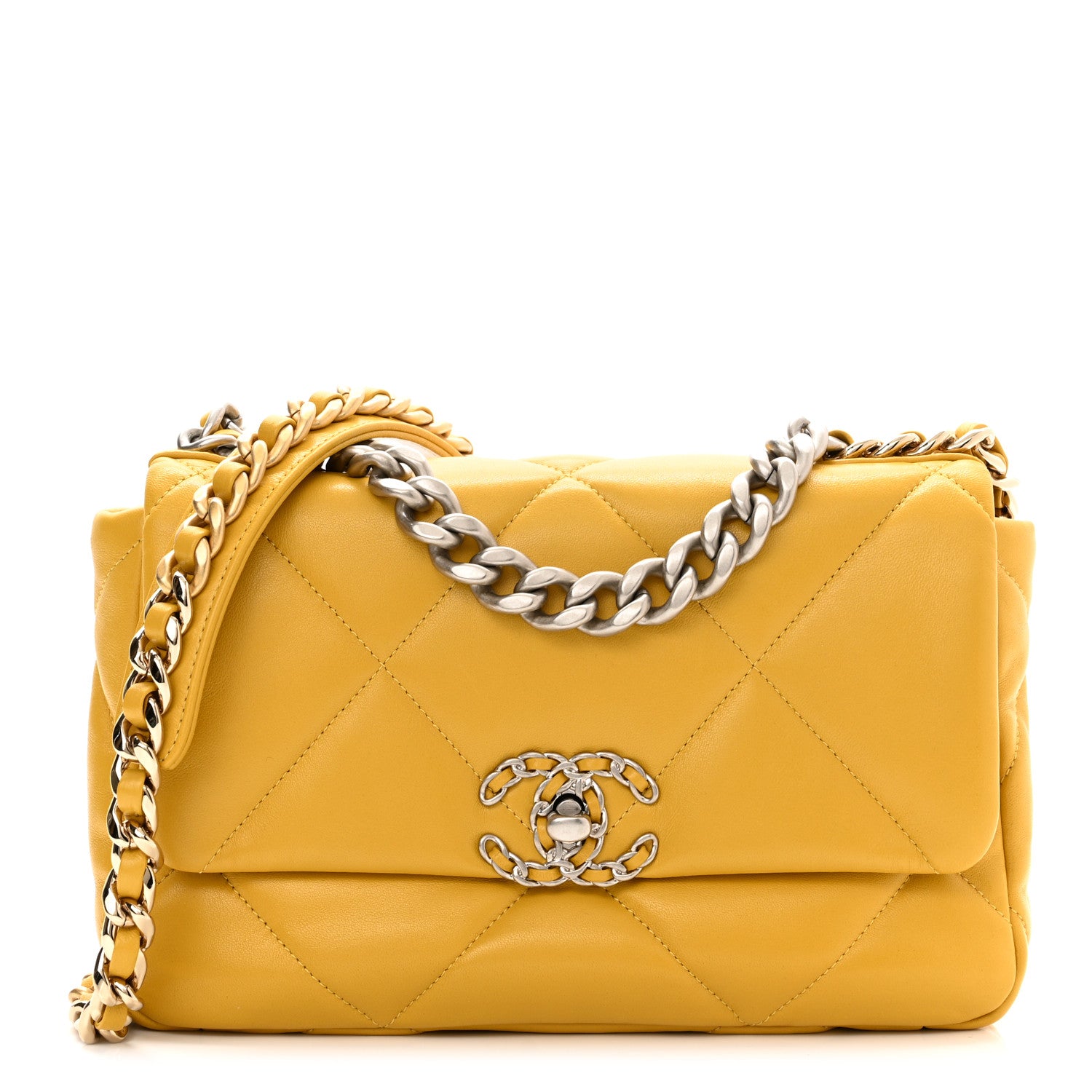 Chanel Lambskin Quilted Medium Chanel 19 Flap Yellow 1 of 11