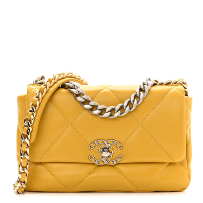 Chanel Lambskin Quilted Medium Chanel 19 Flap Yellow 1 of 11