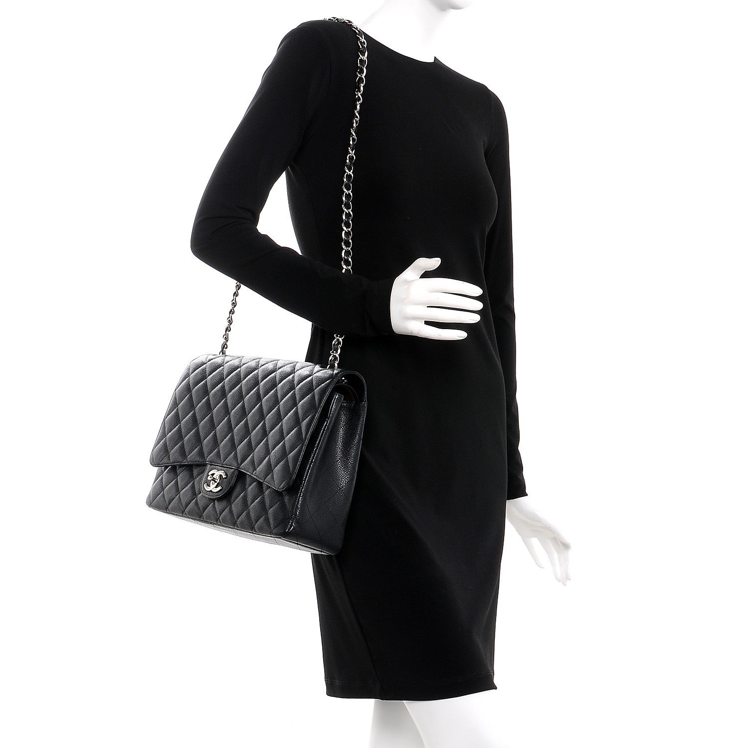 Chanel Caviar Quilted Maxi Double Flap Black 2 of 9