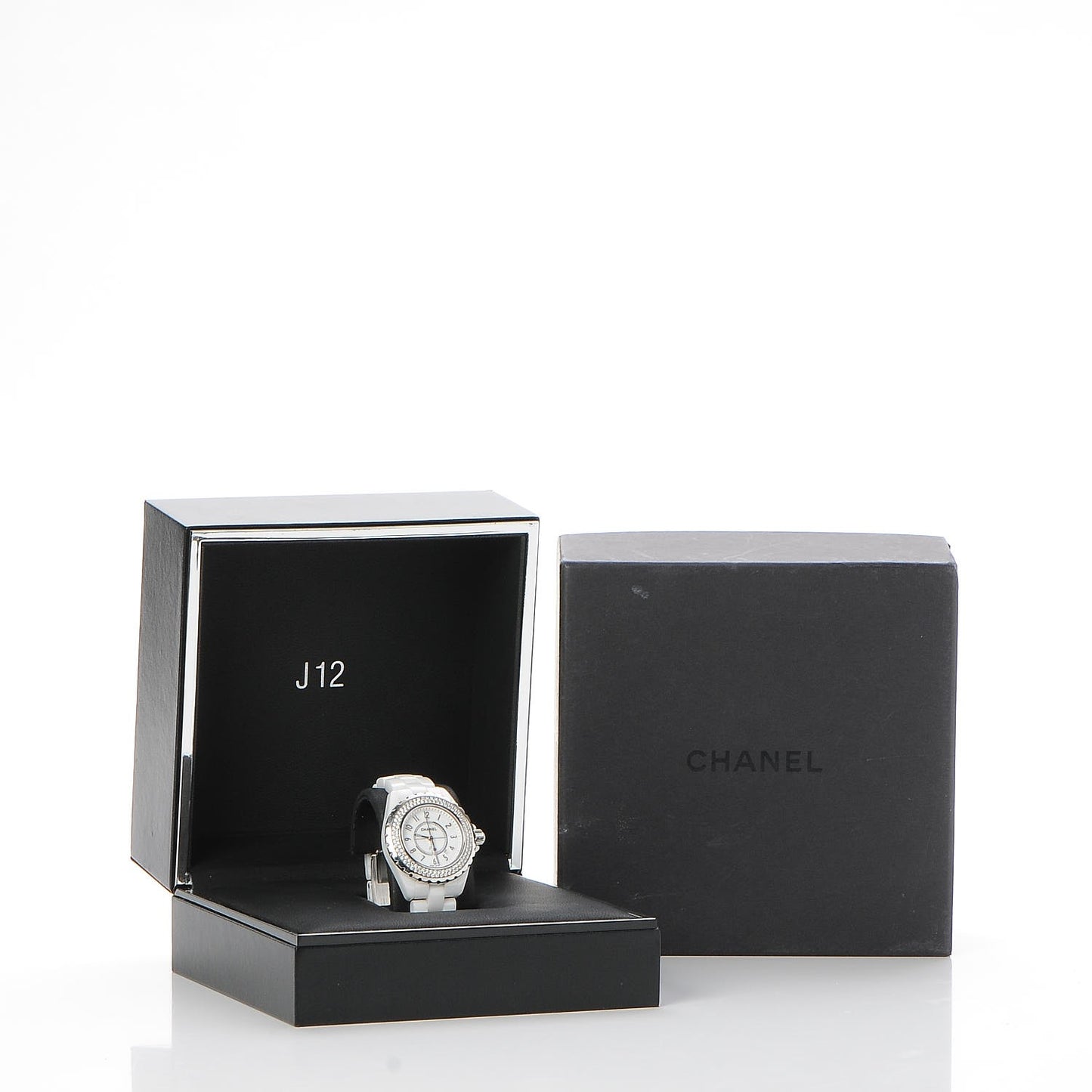 Stainless Steel Ceramic Diamond Pave Bezel 33mm J12 Quartz Watch White
