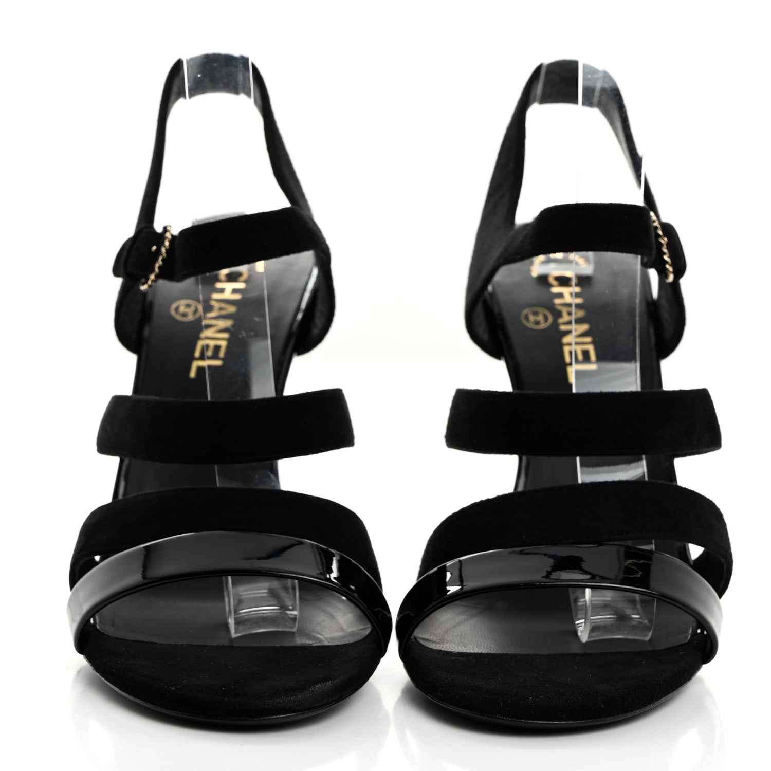 Chanel Kid Suede Pearl Sandals 41 Black 2 of 8