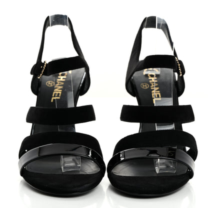 Chanel Kid Suede Pearl Sandals 41 Black 2 of 8