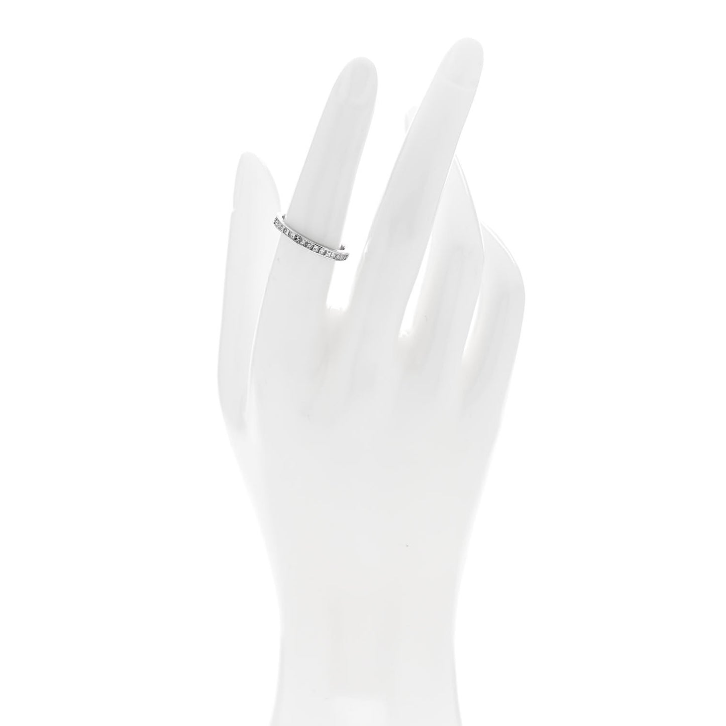 Platinum Diamond .39ctw Princess Cut Half Circle Eternity Band Ring 53 6.5