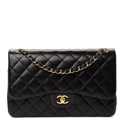 Chanel Lambskin Quilted Jumbo Double Flap Black 1 of 17