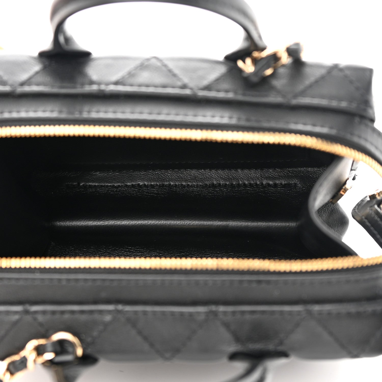 Chanel Calfskin Quilted Small Studded Square Vanity Case Black 5 of 12