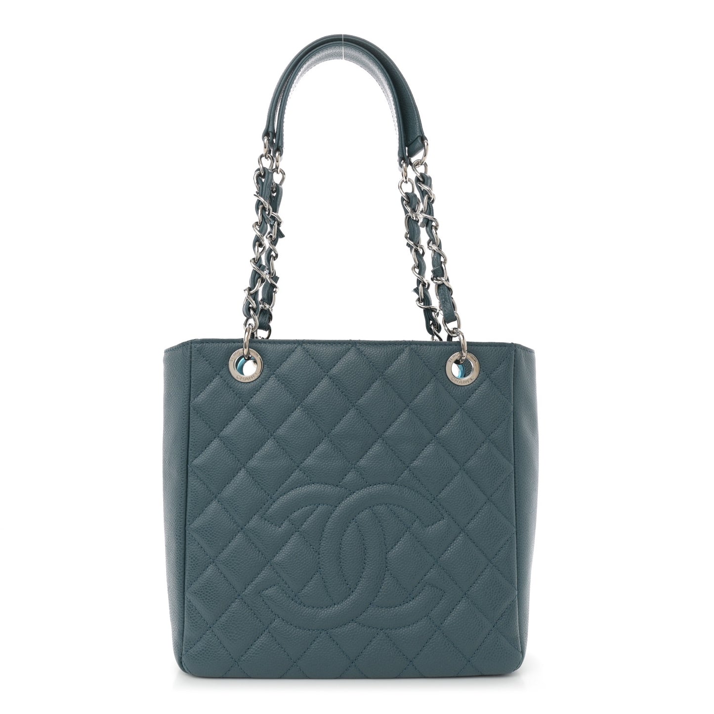 Caviar Quilted Petit Shopping Tote PST Blue