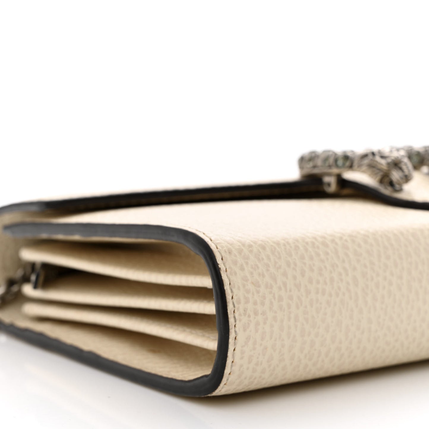 Dollar Calfskin Mini Dionysus Chain Wallet Mystic White
