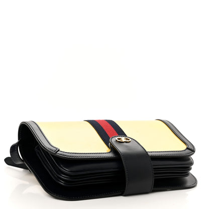 Gucci Crystal Monogram Plutone Calfskin Web Ophidia Flap Messenger Bag Straw Yellow Blue 4 of 10