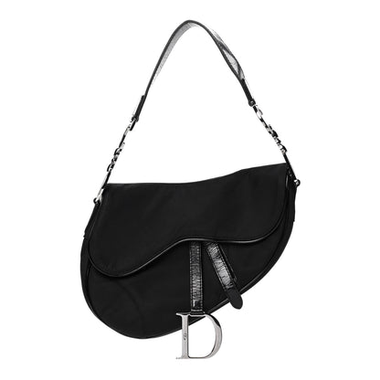 Christian Dior Canvas Patent Calfskin Saddle Bag Black 1 of 5
