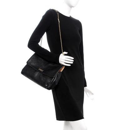 Chloe Calfskin Crystal Tassel Flap Bag Black 2 of 8