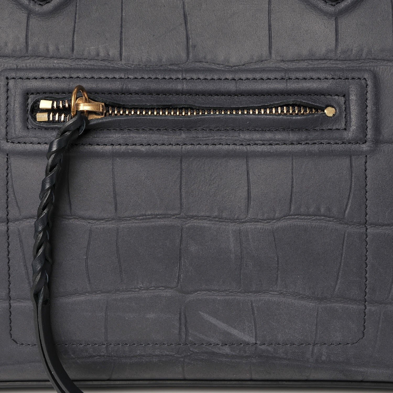 Celine Crocodile Embossed Nubuck Medium Phantom Luggage Navy Blue 10 of 12