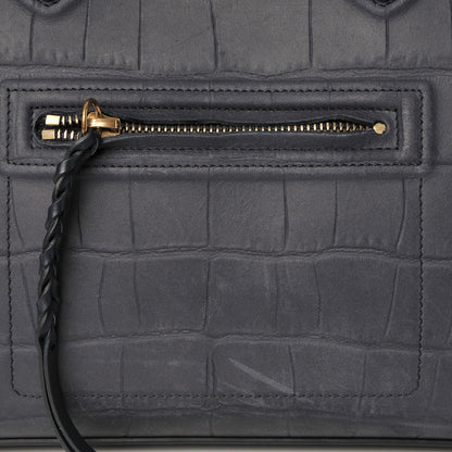 Celine Crocodile Embossed Nubuck Medium Phantom Luggage Navy Blue 10 of 12