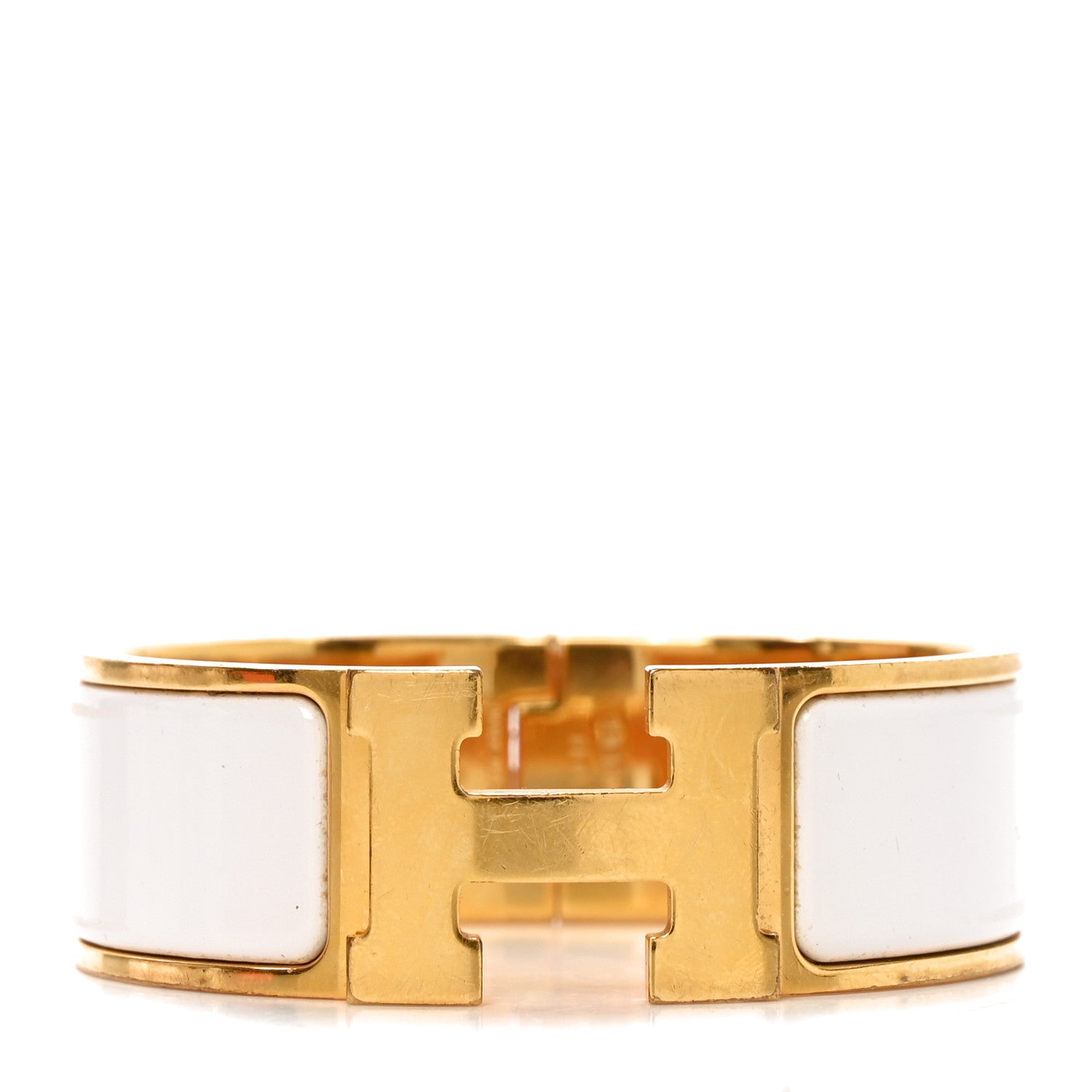 Hermes Enamel Wide Clic Clac H Bracelet GM White 1 of 5