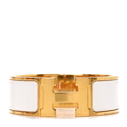 Hermes Enamel Wide Clic Clac H Bracelet GM White 1 of 5