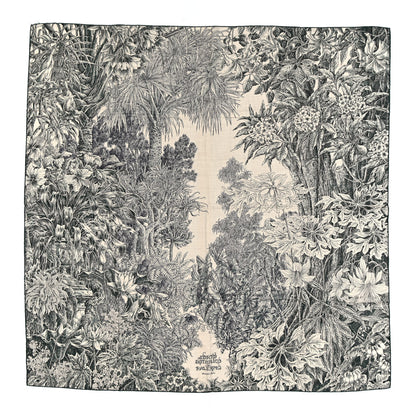 Hermes Cashmere Silk All 'Orto Botanico Di Palermo Shawl 140 Vert Loden Naturel Encre 1 of 3