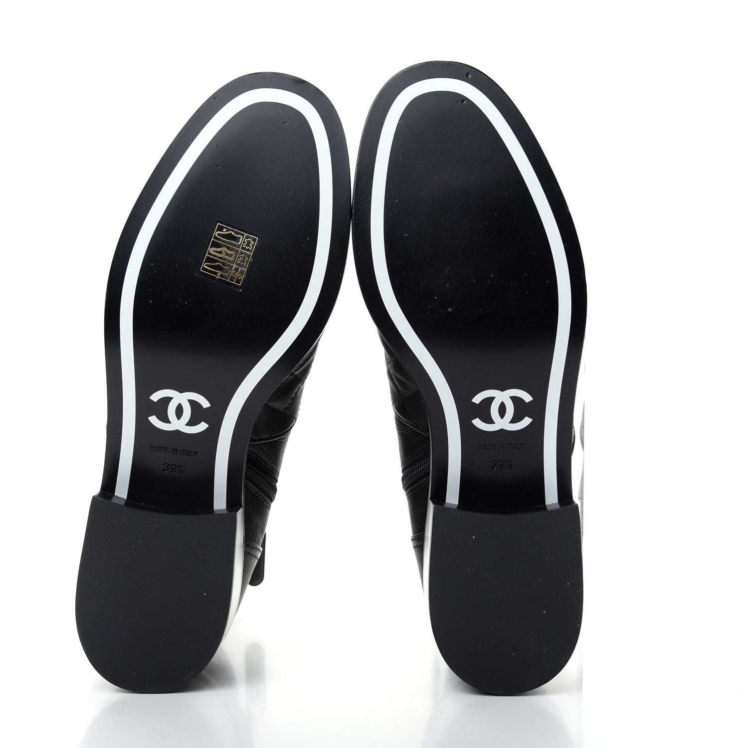 Chanel Calfskin Patent Quilted Cap Toe Short Boots 39.5 Black 6 of 11