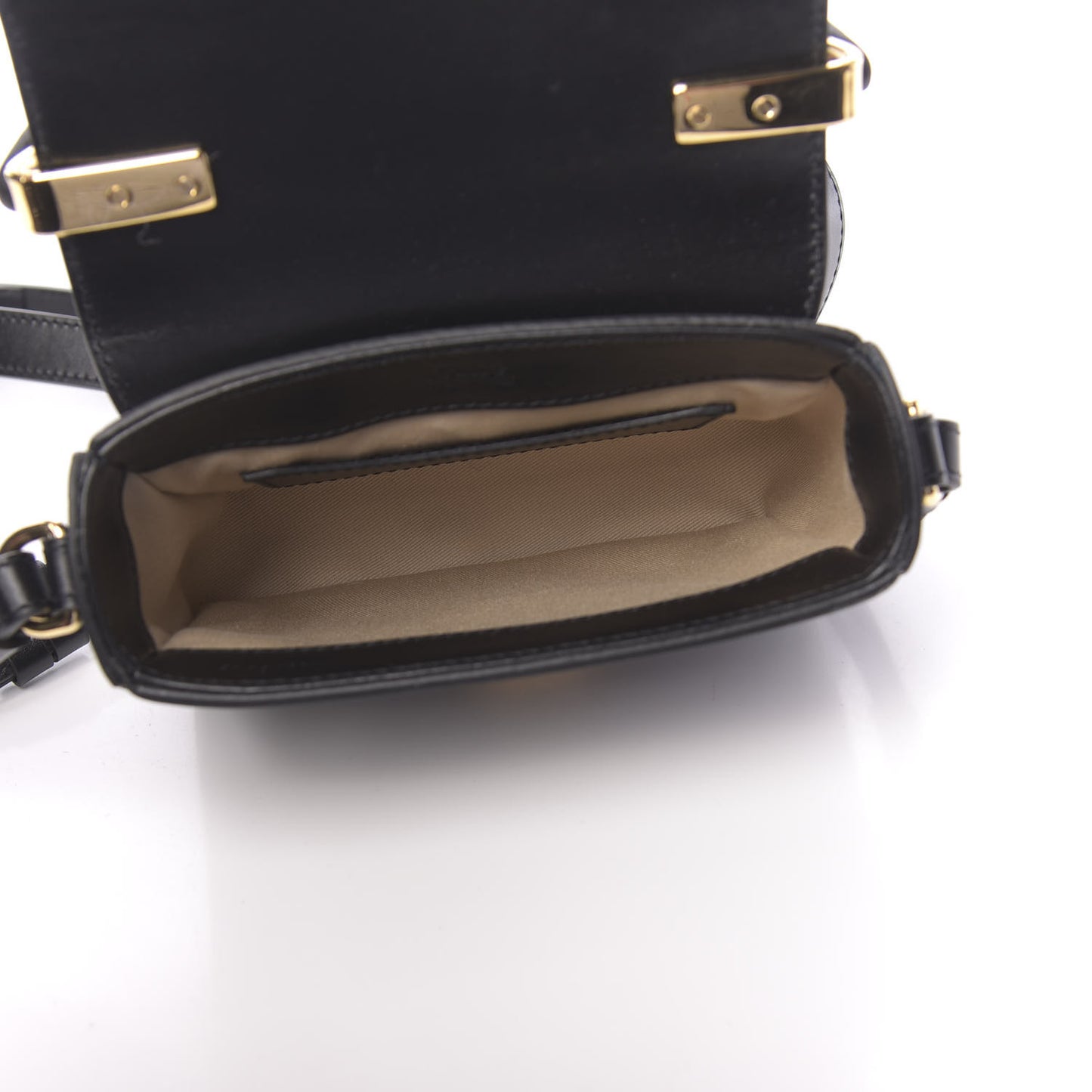 Shiny Calfskin Suede Mini C Double Carry Black