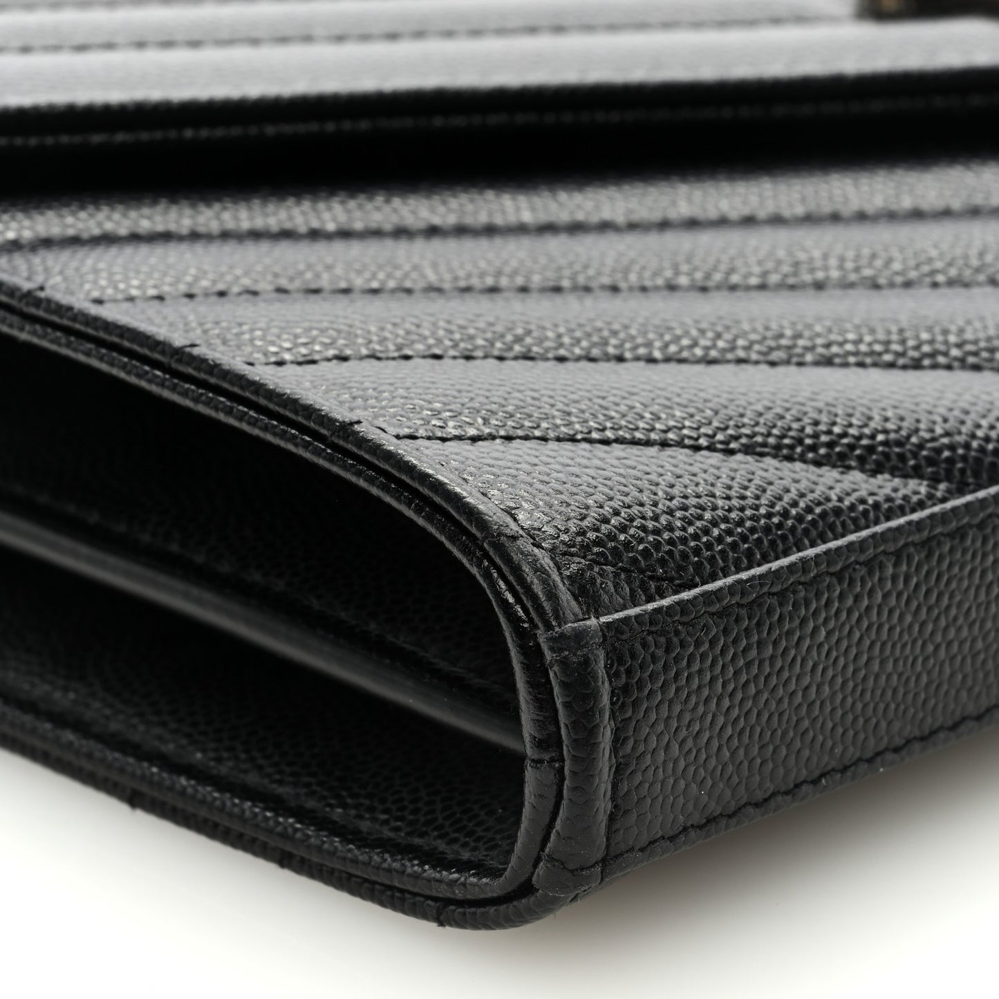 Grain De Poudre Matelasse Chevron Monogram Chain Wallet Black