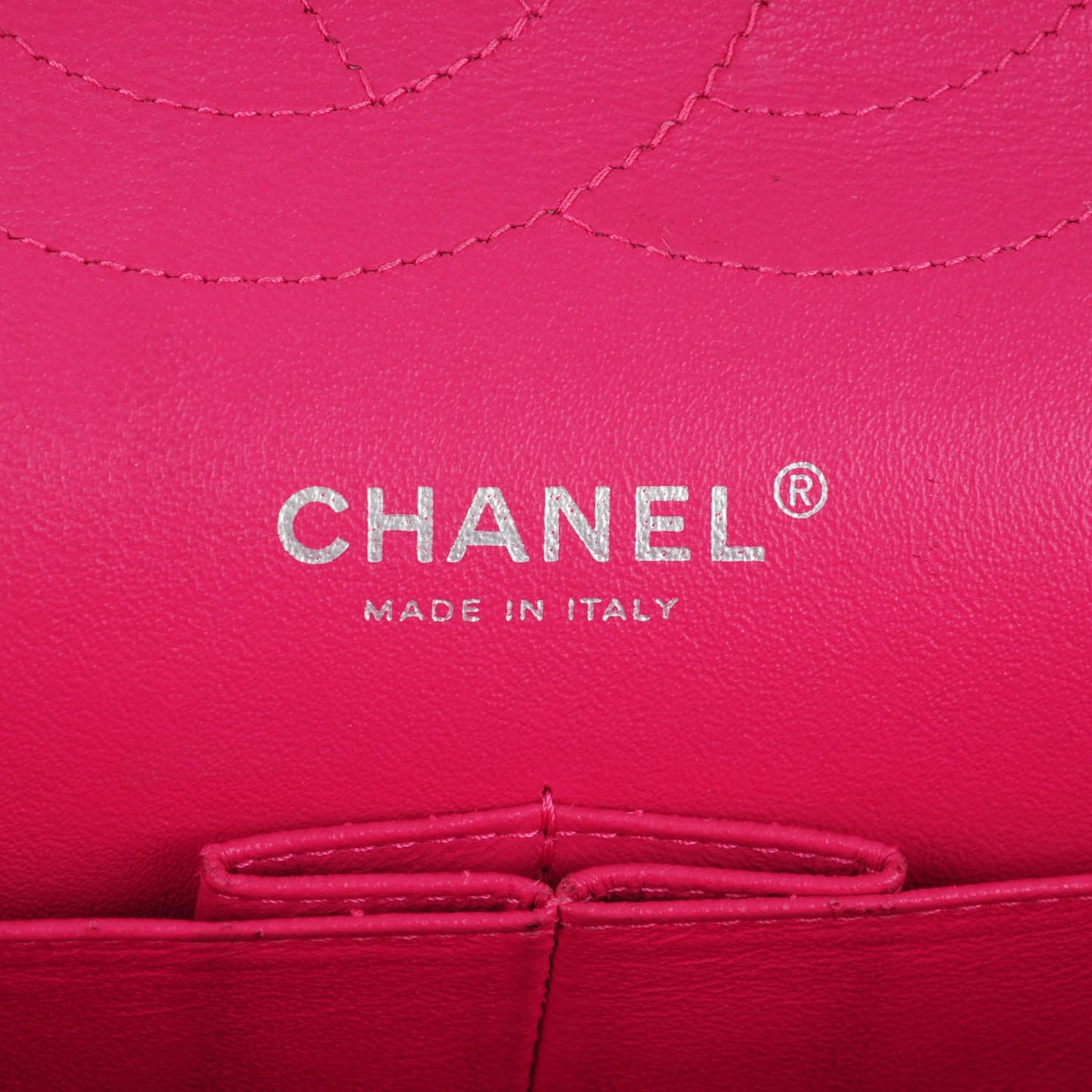 Patent Calfskin Quilted Jumbo Double Flap Fuchsia