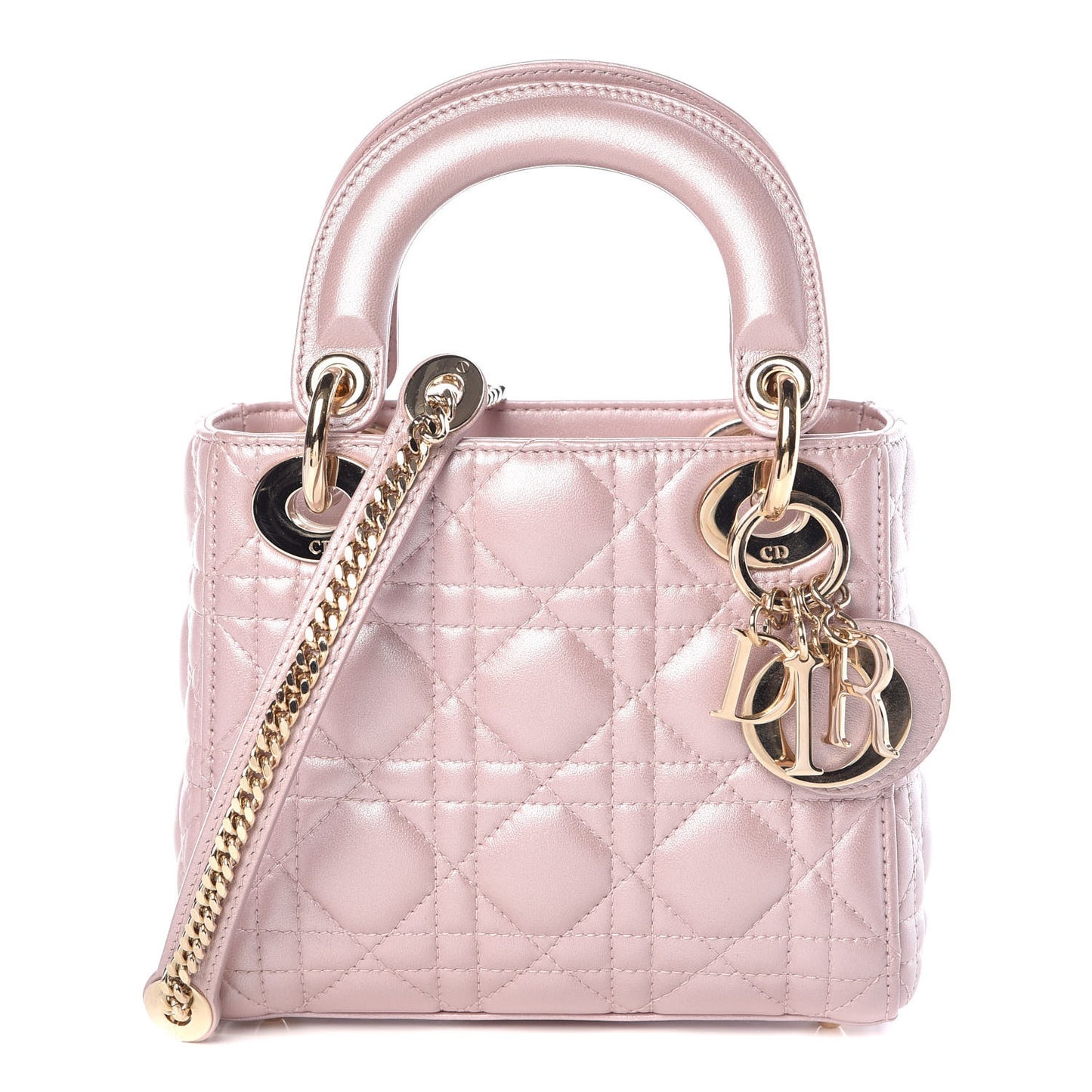 Metallic Lambskin Cannage Mini Lady Dior Lotus