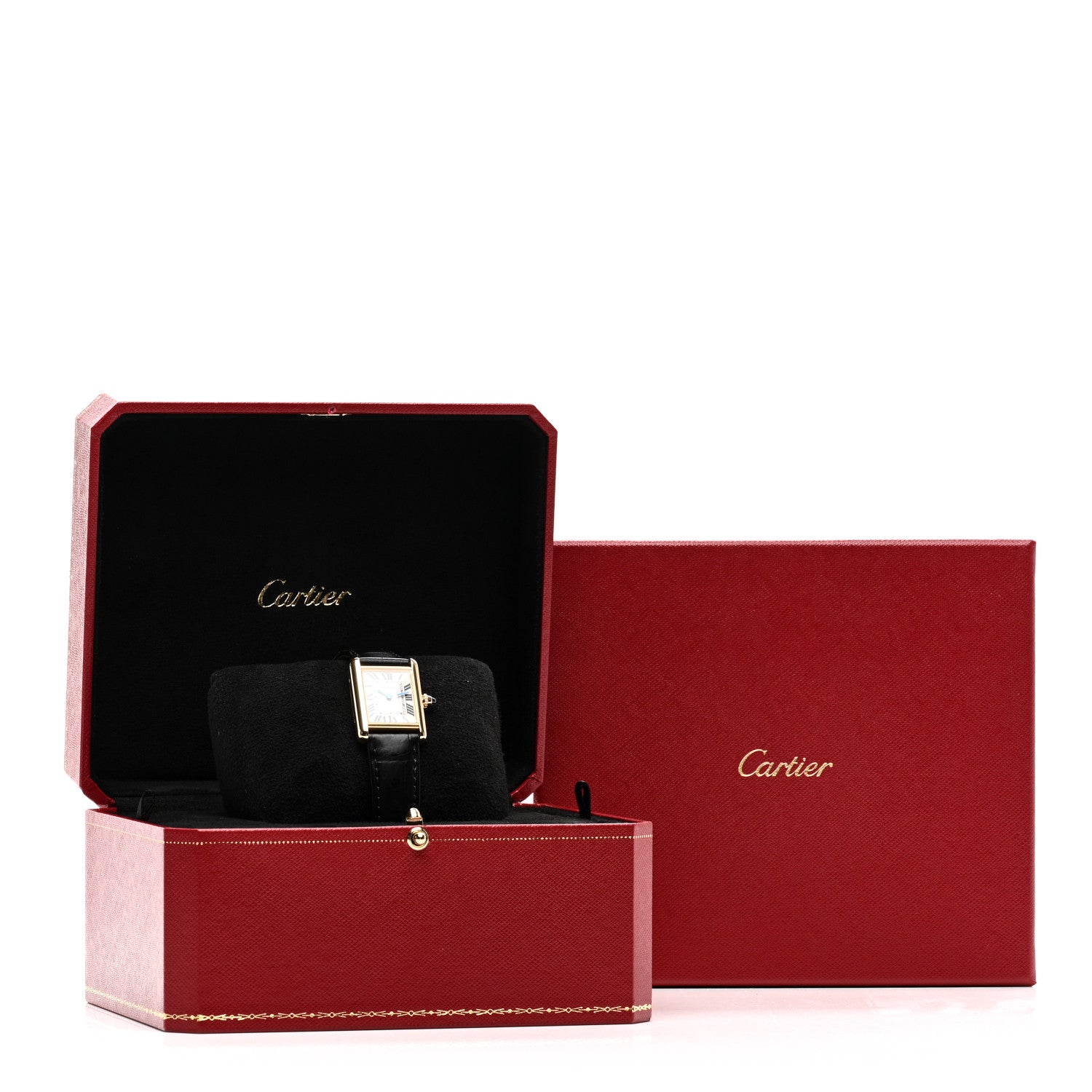 Cartier 18K Yellow Gold Alligator 22mm Tank Louis Quartz Watch 5 of 5