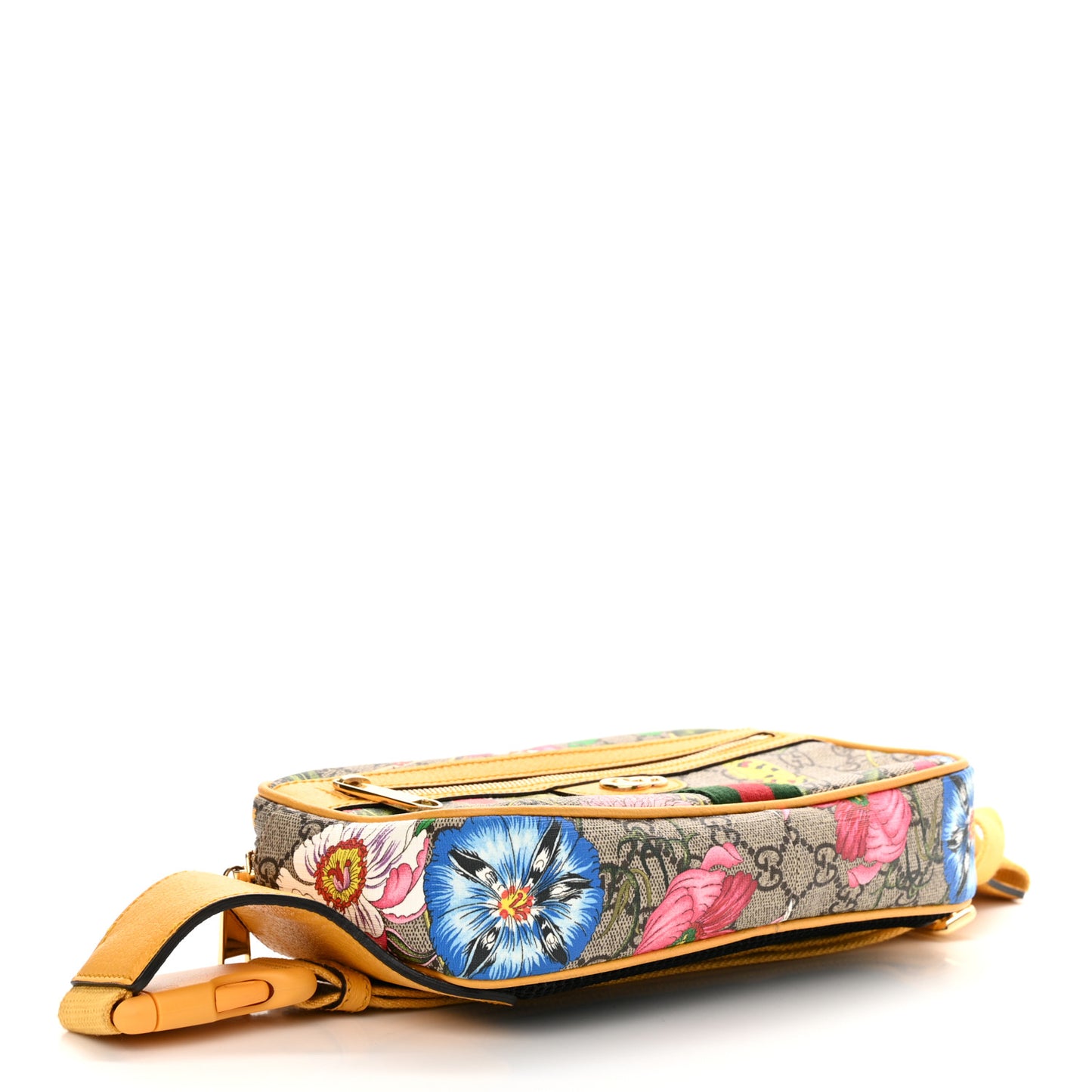 GG Supreme Monogram Flora Medium Ophidia Belt Bag Beige Multicolor Crop