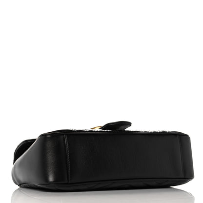 Gucci Calfskin Matelasse Small GG Marmont Shoulder Bag Black 4 of 12