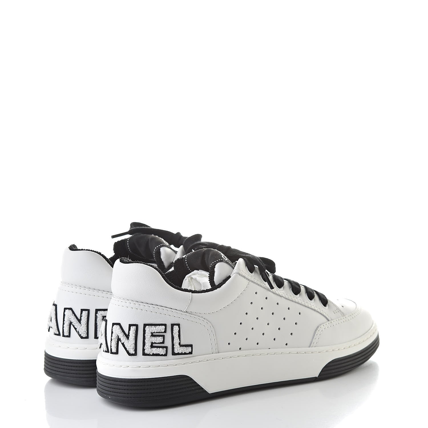 Chanel Calfskin Womens Logo Sneakers 39 Black White 4 of 8