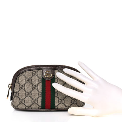 Gucci GG Supreme Monogram Textured Calfskin Web Medium Ophidia Cosmetic Case Beige Ebony New Acero 2 of 9