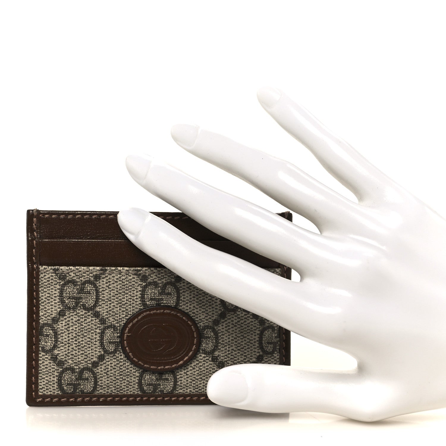 Gucci GG Supreme Monogram Azalea Calfskin Retro Interlocking G Card Holder Beige Ebony Brown Sugar 2 of 7