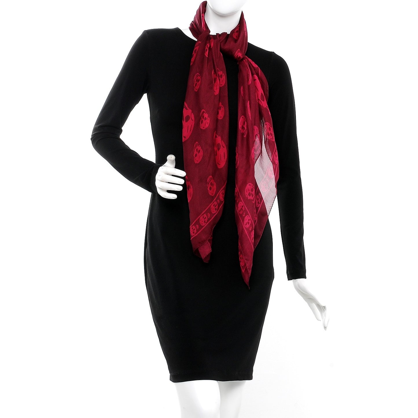 Silk Chiffon Skull Scarf Red Pink
