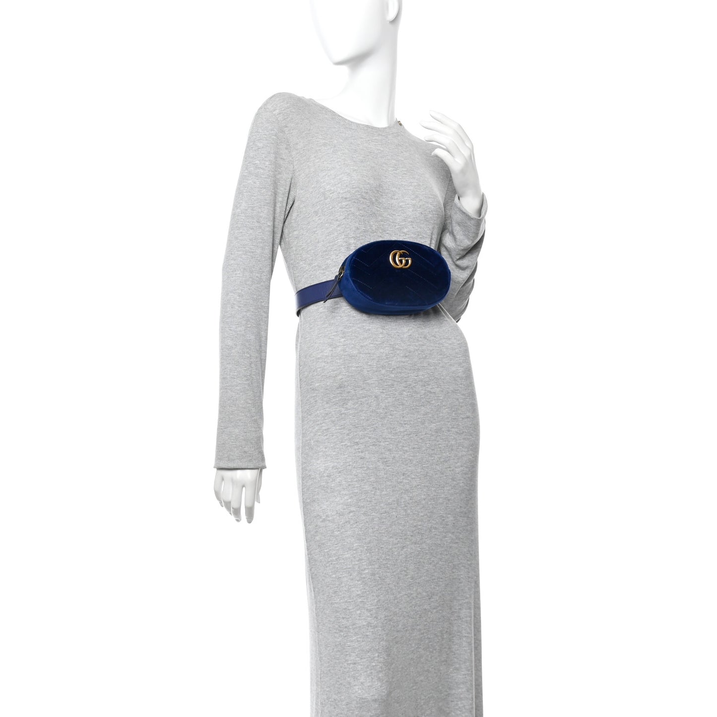 Velvet Matelasse GG Marmont Belt Bag 85 34 Cobalt Blue