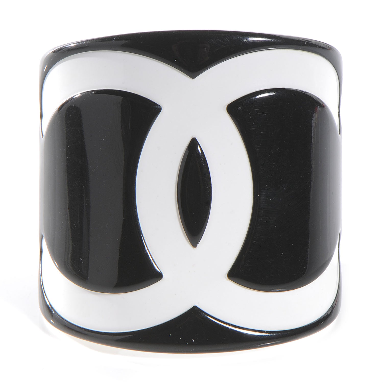 Chanel Resin CC Cuff Black White 1 of 6