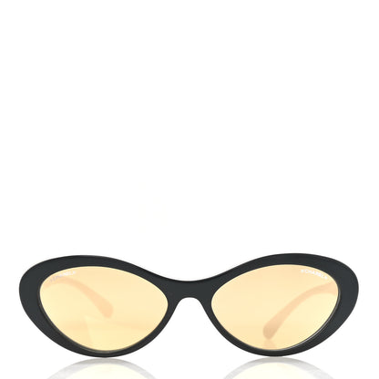 Chanel Acetate 24K Gold Mirror Oval Sunglasses 5416 Black 2 of 8