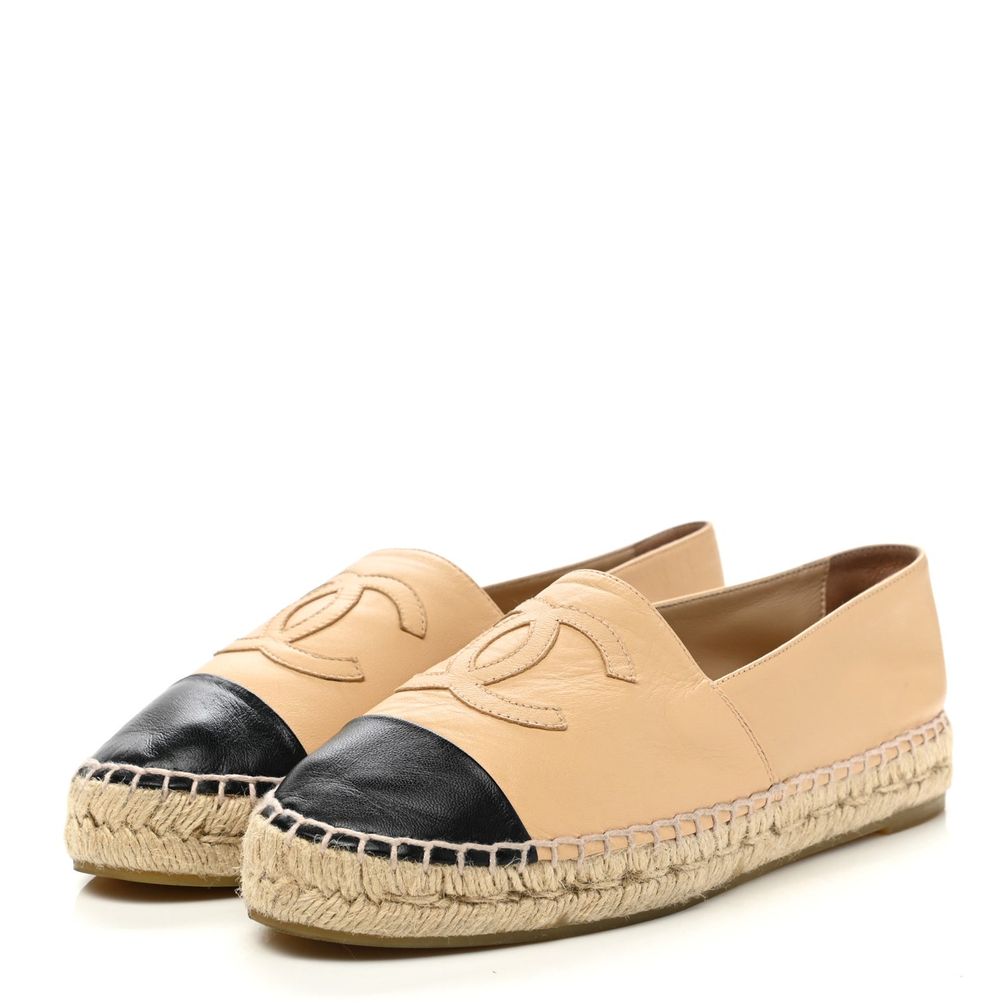 Lambskin CC Espadrilles 37 Beige Black