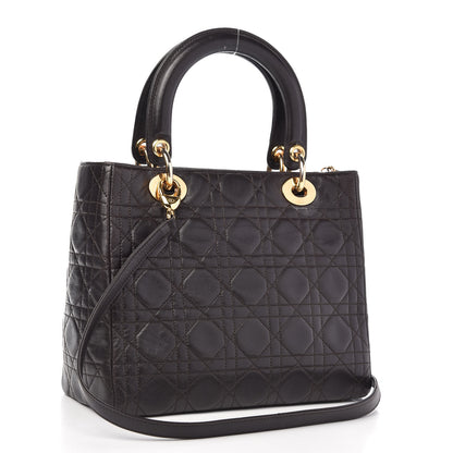 Christian Dior Lambskin Cannage Medium Lady Dior Dark Brown 3 of 11