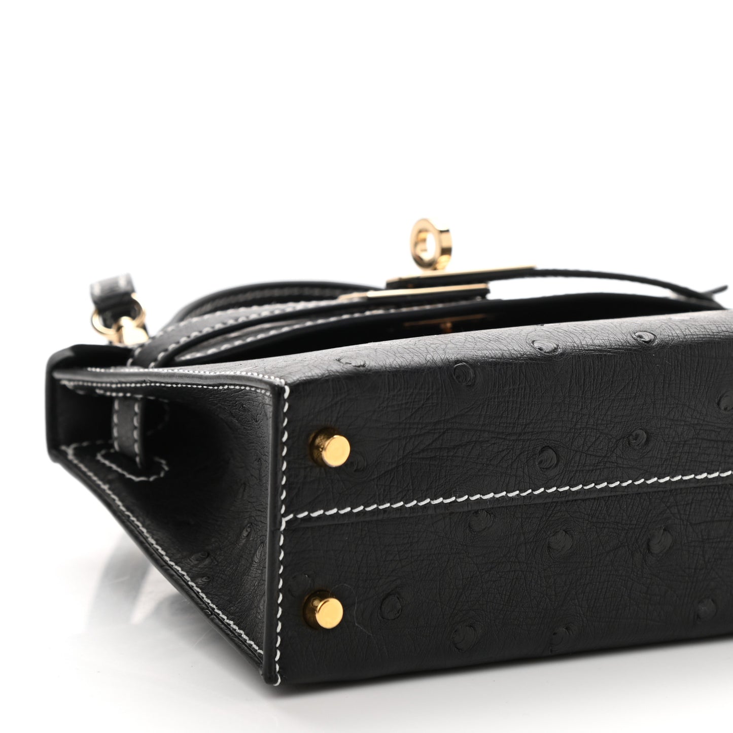 Ostrich Horseshoe Kelly Sellier Mini 20 Black