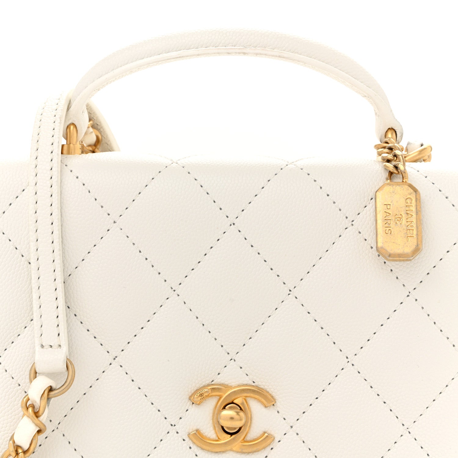 Chanel Caviar Quilted Mini Top Handle Flap White 8 of 13