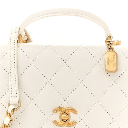Chanel Caviar Quilted Mini Top Handle Flap White 8 of 13