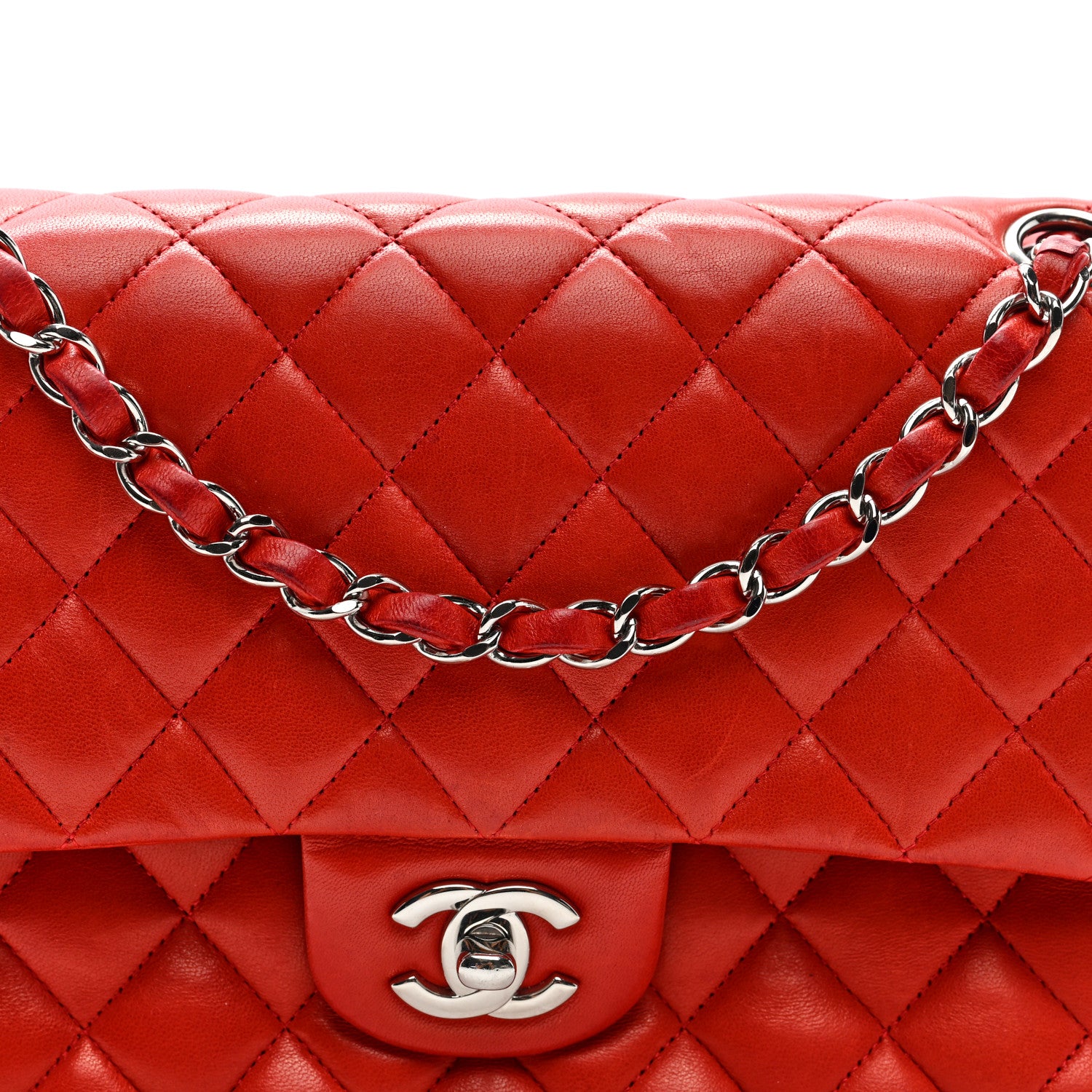 Chanel Lambskin Quilted Medium Double Flap Red 8 of 10