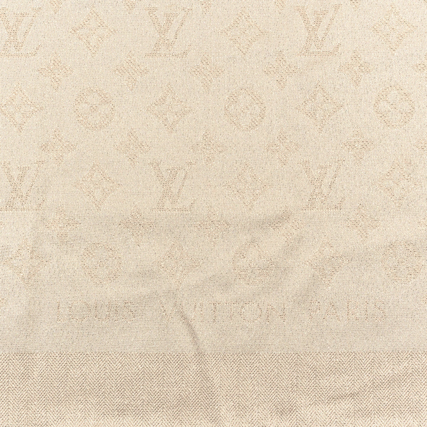 Silk Metallic Wool Monogram Shine Shawl Starlight Beige