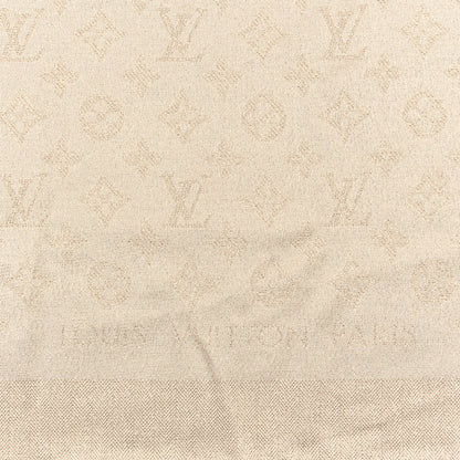 Louis Vuitton Silk Metallic Wool Monogram Shine Shawl Starlight Beige 2 of 3