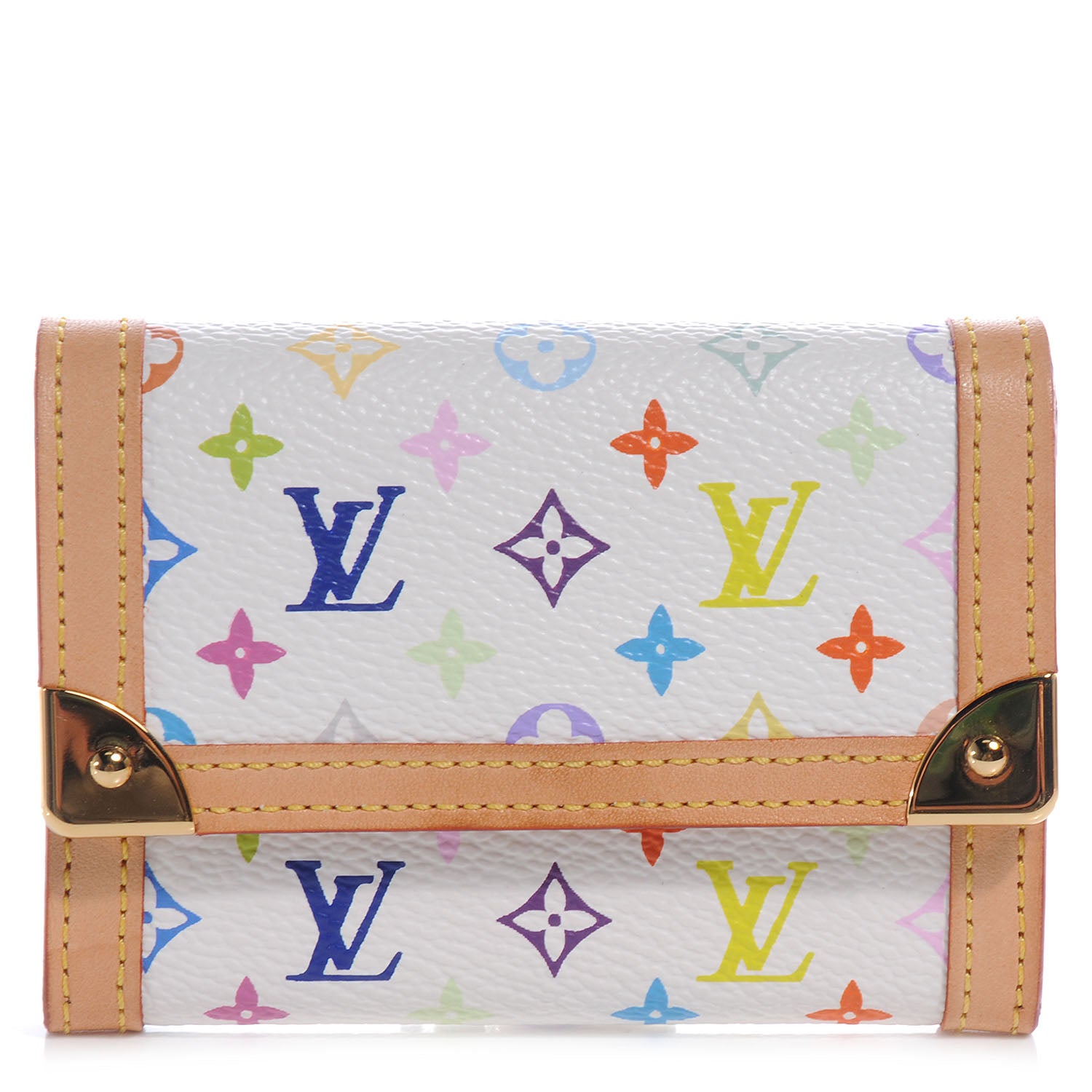 Louis Vuitton Monogram Multicolor Porte-Monnaie Plat Coin Purse White 1 of 8