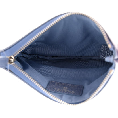 Chanel Metallic Caviar Chevron Quilted Small Vintage Mademoiselle Cosmetic Case Blue 5 of 8