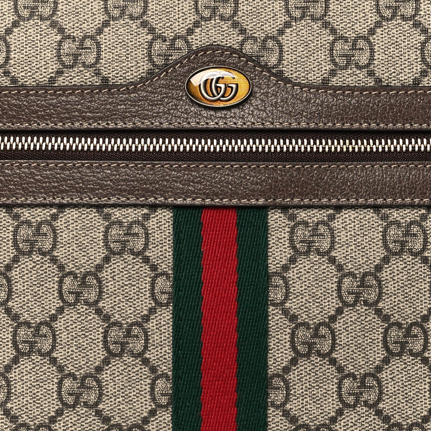 GG Supreme Monogram Large Ophidia Pouch Clutch Brown