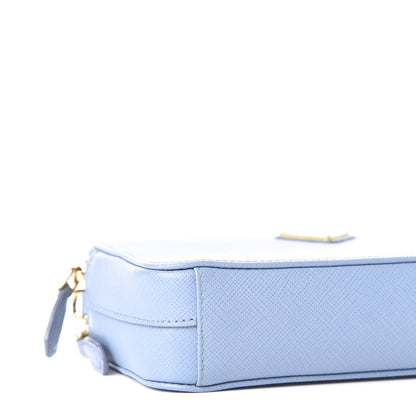 Prada Saffiano Lux Mini Double Zip Chain Crossbody Bag Mare 8 of 11